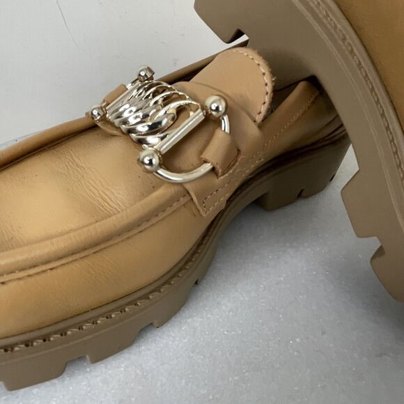 Gem’s Vera Pelle Chunky Lug Sole Tan Leather Shoes Wedge Loafers Women Sz 8 / 39 - Picture 7 of 11